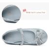 K KomForme Girl’s Bow Mary Jane Dress Shoes Ballet Princess Flats with Rhinestone Strap for Party Wedding School, Toddler/Little Kid/Big Kid(Blue Glitter)