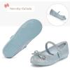 K KomForme Girl’s Bow Mary Jane Dress Shoes Ballet Princess Flats with Rhinestone Strap for Party Wedding School, Toddler/Little Kid/Big Kid(Blue Glitter)