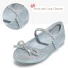 K KomForme Girl’s Bow Mary Jane Dress Shoes Ballet Princess Flats with Rhinestone Strap for Party Wedding School, Toddler/Little Kid/Big Kid(Blue Glitter)