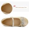 K KomForme Girl’s Bow Mary Jane Dress Shoes Ballet Princess Flats with Rhinestone Strap for Party Wedding School, Toddler/Little Kid/Big Kid(Gold Glitter)