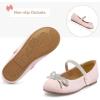 K KomForme Girl’s Bow Mary Jane Dress Shoes Ballet Princess Flats with Rhinestone Strap for Party Wedding School, Toddler/Little Kid/Big Kid(Pink)
