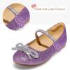 K KomForme Girl’s Bow Mary Jane Dress Shoes Ballet Princess Flats with Rhinestone Strap for Party Wedding School, Toddler/Little Kid/Big Kid(Purple Glitter)