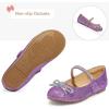 K KomForme Girl’s Bow Mary Jane Dress Shoes Ballet Princess Flats with Rhinestone Strap for Party Wedding School, Toddler/Little Kid/Big Kid(Purple Glitter)