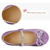 K KomForme Girl’s Bow Mary Jane Dress Shoes Ballet Princess Flats with Rhinestone Strap for Party Wedding School, Toddler/Little Kid/Big Kid(Purple Glitter)