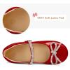 K KomForme Girl’s Bow Mary Jane Dress Shoes Ballet Princess Flats with Rhinestone Strap for Party Wedding School, Toddler/Little Kid/Big Kid(Red)