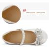 K KomForme Girl’s Bow Mary Jane Dress Shoes Ballet Princess Flats with Rhinestone Strap for Party Wedding School, Toddler/Little Kid/Big Kid(Silver)