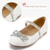 K KomForme Girl’s Bow Mary Jane Dress Shoes Ballet Princess Flats with Rhinestone Strap for Party Wedding School, Toddler/Little Kid/Big Kid(White)
