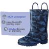 K KomForme Girls Boys Rain Boots Waterproof with Easy on Handles for Toddler/Little Kid/Big Kid(Blue Dinosaur)