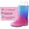 K KomForme Girls Boys Rain Boots Waterproof with Easy on Handles for Toddler/Little Kid/Big Kid(Blue-pink)