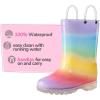 K KomForme Girls Boys Rain Boots Waterproof with Easy on Handles for Toddler/Little Kid/Big Kid(Blue-yellow)