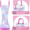 K KomForme Girls Boys Rain Boots Waterproof with Easy on Handles for Toddler/Little Kid/Big Kid(Colorful Halo)