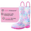 K KomForme Girls Boys Rain Boots Waterproof with Easy on Handles for Toddler/Little Kid/Big Kid(Colorful Halo)