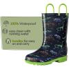 K KomForme Girls Boys Rain Boots Waterproof with Easy on Handles for Toddler/Little Kid/Big Kid(Green Dinosaur)