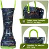 K KomForme Girls Boys Rain Boots Waterproof with Easy on Handles for Toddler/Little Kid/Big Kid(Green Dinosaur)