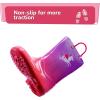 K KomForme Girls Boys Rain Boots Waterproof with Easy on Handles for Toddler/Little Kid/Big Kid(Pink Purple Unicorn)