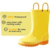 K KomForme Girls Boys Rain Boots Waterproof with Easy on Handles for Toddler/Little Kid/Big Kid(Yellow)