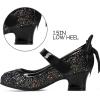 K KomForme Girls Dress Shoes Glitter Mary Jane Pumps with Bow, Low Heel Party Wedding Princess Shoes (Toddler/Little Kids/Big Kids)(Black Glitter Silk)