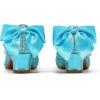 K KomForme Girls Dress Shoes Glitter Mary Jane Pumps with Bow, Low Heel Party Wedding Princess Shoes (Toddler/Little Kids/Big Kids)(Blue Glitter Silk)