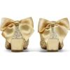 K KomForme Girls Dress Shoes Glitter Mary Jane Pumps with Bow, Low Heel Party Wedding Princess Shoes (Toddler/Little Kids/Big Kids)(Gold Glitter Silk)