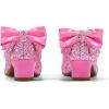 K KomForme Girls Dress Shoes Glitter Mary Jane Pumps with Bow, Low Heel Party Wedding Princess Shoes (Toddler/Little Kids/Big Kids)(Pink Glitter)