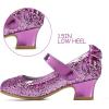 K KomForme Girls Dress Shoes Glitter Mary Jane Pumps with Bow, Low Heel Party Wedding Princess Shoes (Toddler/Little Kids/Big Kids)(Purple Glitter)