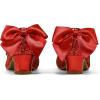 K KomForme Girls Dress Shoes Glitter Mary Jane Pumps with Bow, Low Heel Party Wedding Princess Shoes (Toddler/Little Kids/Big Kids)(Red Glitter Silk)