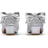 K KomForme Girls Dress Shoes Glitter Mary Jane Pumps with Bow, Low Heel Party Wedding Princess Shoes (Toddler/Little Kids/Big Kids)(Silver Glitter)