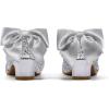 K KomForme Girls Dress Shoes Glitter Mary Jane Pumps with Bow, Low Heel Party Wedding Princess Shoes (Toddler/Little Kids/Big Kids)(Silver Glitter Silk)