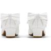 K KomForme Girls Dress Shoes Glitter Mary Jane Pumps with Bow, Low Heel Party Wedding Princess Shoes (Toddler/Little Kids/Big Kids)(White Glitter)