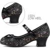 K KomForme Girl’s Dress Shoes Mary Jane Glitter 1.5 in Low Heel Wedding Party Princess Shoes for Toddler/Little/Big Kids(Black)