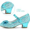 K KomForme Girl’s Dress Shoes Mary Jane Glitter 1.5 in Low Heel Wedding Party Princess Shoes for Toddler/Little/Big Kids(Blue)
