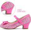 K KomForme Girl’s Dress Shoes Mary Jane Glitter 1.5 in Low Heel Wedding Party Princess Shoes for Toddler/Little/Big Kids(Candy Pink)