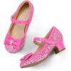 K KomForme Girl’s Dress Shoes Mary Jane Glitter 1.5 in Low Heel Wedding Party Princess Shoes for Toddler/Little/Big Kids(Candy Pink)