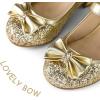 K KomForme Girl’s Dress Shoes Mary Jane Glitter 1.5 in Low Heel Wedding Party Princess Shoes for Toddler/Little/Big Kids(Gold)