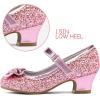 K KomForme Girl’s Dress Shoes Mary Jane Glitter 1.5 in Low Heel Wedding Party Princess Shoes for Toddler/Little/Big Kids(Pink)