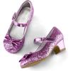 K KomForme Girl’s Dress Shoes Mary Jane Glitter 1.5 in Low Heel Wedding Party Princess Shoes for Toddler/Little/Big Kids(Purple)