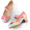 K KomForme Girl’s Dress Shoes Mary Jane Glitter 1.5 in Low Heel Wedding Party Princess Shoes for Toddler/Little/Big Kids(Rainbow)