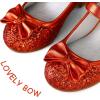 K KomForme Girl’s Dress Shoes Mary Jane Glitter 1.5 in Low Heel Wedding Party Princess Shoes for Toddler/Little/Big Kids(Red)
