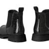 K KomForme Girls Glitter Ankle Boots Side Zipper Chelsea Booties Lug Sole (Toddler/Little Kids/Big Kids)(Black)