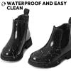 K KomForme Girls Glitter Ankle Boots Side Zipper Chelsea Booties Lug Sole (Toddler/Little Kids/Big Kids)(Black)