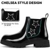 K KomForme Girls Glitter Ankle Boots Side Zipper Chelsea Booties Lug Sole (Toddler/Little Kids/Big Kids)(Black Star)
