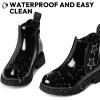 K KomForme Girls Glitter Ankle Boots Side Zipper Chelsea Booties Lug Sole (Toddler/Little Kids/Big Kids)(Black Star)