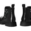 K KomForme Girls Glitter Ankle Boots Side Zipper Chelsea Booties Lug Sole (Toddler/Little Kids/Big Kids)(Black Star)