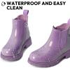 K KomForme Girls Glitter Ankle Boots Side Zipper Chelsea Booties Lug Sole (Toddler/Little Kids/Big Kids)(Light Purple)