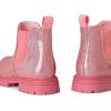 K KomForme Girls Glitter Ankle Boots Side Zipper Chelsea Booties Lug Sole (Toddler/Little Kids/Big Kids)(Pink)