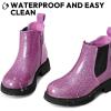 K KomForme Girls Glitter Ankle Boots Side Zipper Chelsea Booties Lug Sole (Toddler/Little Kids/Big Kids)(Purple)