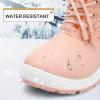 K KomForme Girls Glitter Snow Boots Kids Bungee Lacing Warm Faux Fur-Lined Anti-Slip Outdoor Winter Shoes Toddler/Little Kid/Big Kid(Pink)