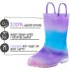 K KomForme Girls Rain Boots,Kids Glitter Waterproof Boots with Easy-on Handles(Gradient Purple)