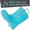 K KomForme Girls Rain Boots,Kids Glitter Waterproof Boots with Easy-on Handles(Lake Blue)