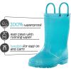 K KomForme Girls Rain Boots,Kids Glitter Waterproof Boots with Easy-on Handles(Lake Blue)